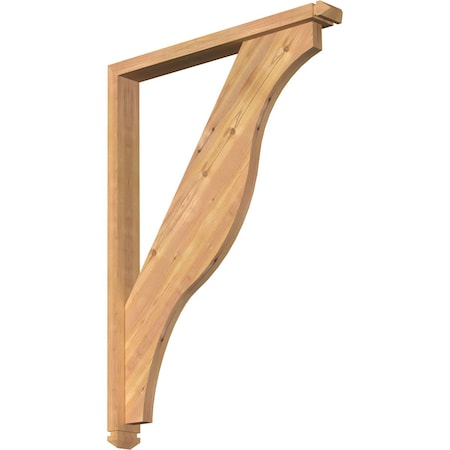 Funston Arts And Crafts Smooth Bracket W/ Offset Brace, Western Red Cedar, 3 1/2W X 30D X 42H